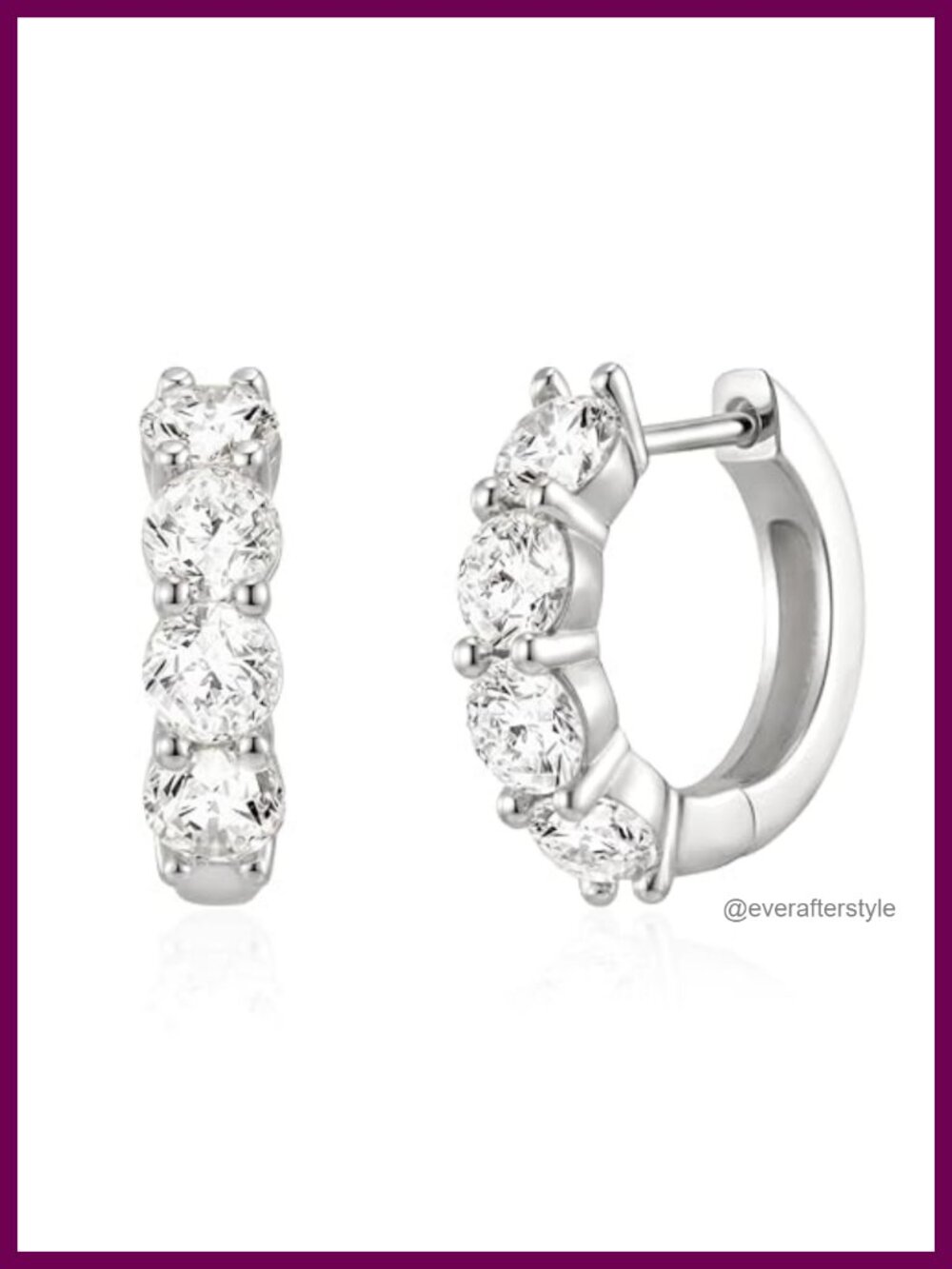 14k Gold Plated Huggie Earrings with Cubic Zirconia for Women